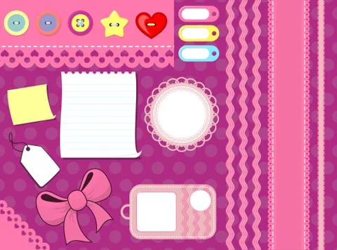 Design elements for scrapbook Stock Illustration