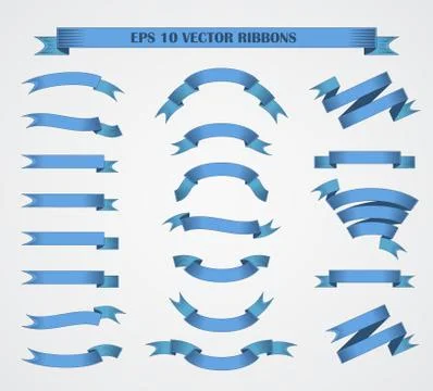 Design elements. Set of Blue vector ribbons or banners. Stock Illustration