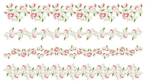 Design Elements Set flower borders Stock Illustration