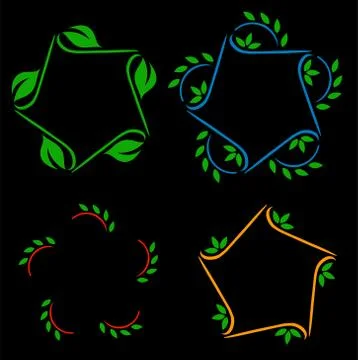 Design elements set with green foliage  Stock Illustration