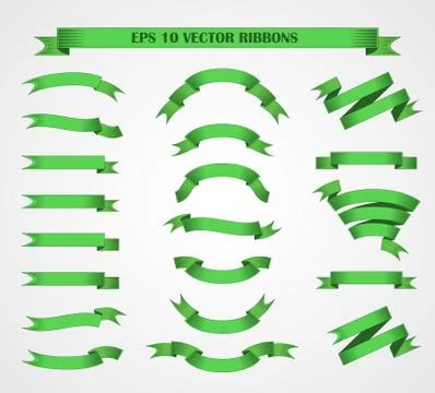 Design elements. Set of Green vector ribbons or banners. Stock Illustration