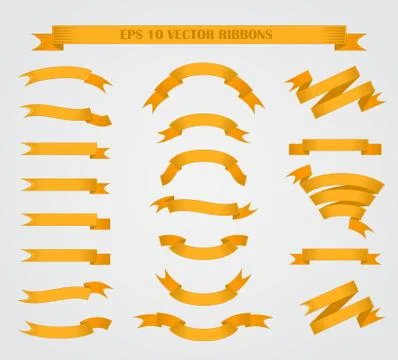 Design elements. Set of Orange vector ribbons or banners. Stock Illustration