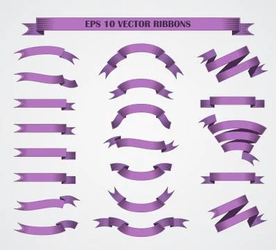 Design elements. Set of Purple vector ribbons or banners. Stock Illustration