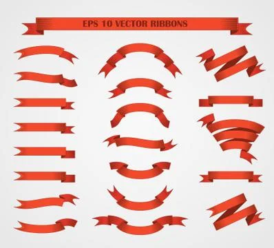 Design elements. Set of Red vector ribbons or banners. Illustrazione stock