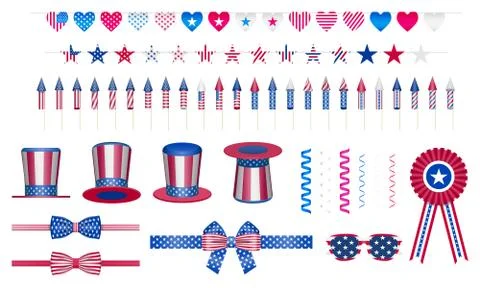 Design elements set for usa celebration holiday party Stock Illustration