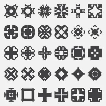 Design elements set. Vector illustration. Tribal cross symbols. Stock Illustration