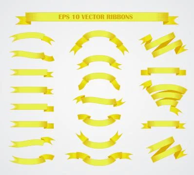 Design elements. Set of Yellow vector ribbons or banners. Stock Illustration