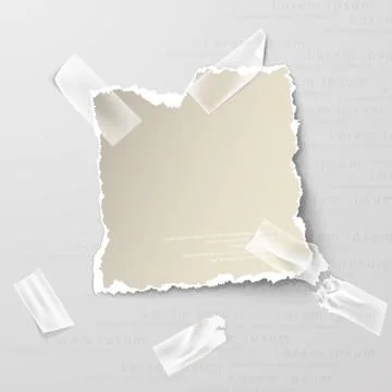 Design elements, torn paper with transparent sellotape Stock Illustration