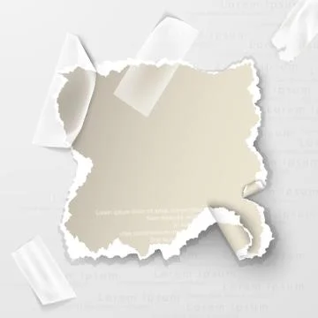 Design elements, torn paper with transparent sellotape Stock Illustration