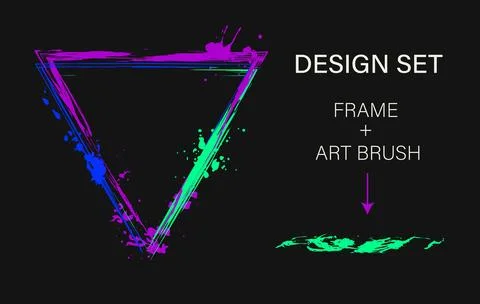 Design elements, triangular frame, art brush Illustrazione stock