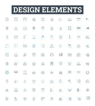 Design elements vector line icons set. Colour, Form, Line, Shape, Space, Texture Stock Illustration