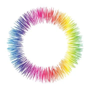 Design elements. Wave of many zigzag lines circle ring. Colorful zigzag wheel Stock Illustration