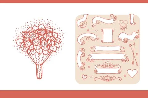 Design elements for wedding and honeymoon Stock Illustration