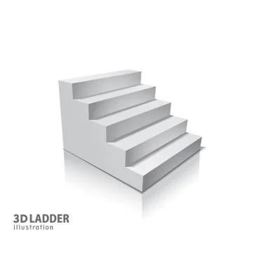 Design elements White stairs realistic illustration design with shadow on Illustrazione stock