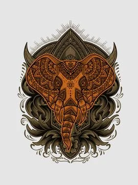 Design elephant pattern T-shirt printing vector イラスト素材