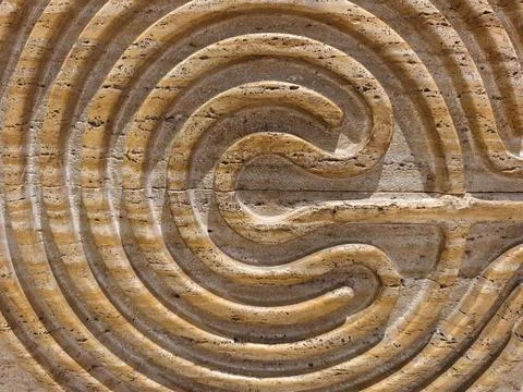 Design emphasizing textured grooves and symmetrical pattern for meditative .. Stock Photos