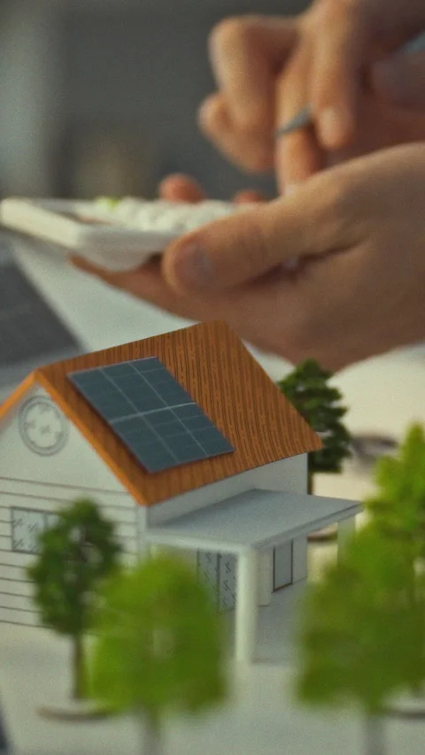 A design engineer assesses data with a calculator and pen meticulously plann Stock Footage 331512831