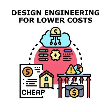Design engineering helping reduce and optimize costs Stock Illustration