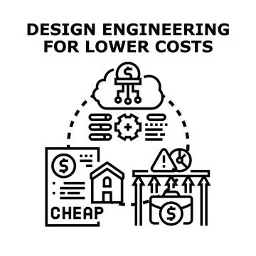 Design engineering helping reduce and optimize costs Stock Illustration