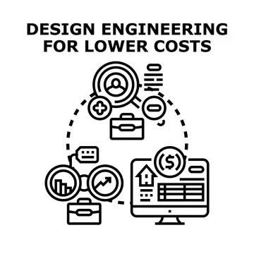 Design engineering for lower costs planning process Stock Illustration