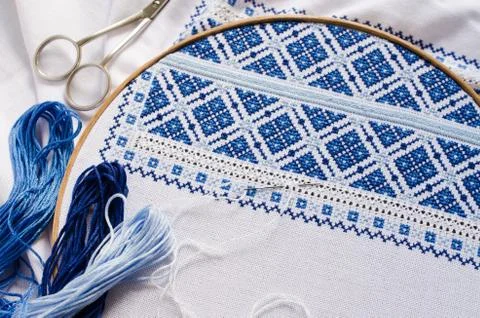 Design of ethnic pattern. Cross stitch. Stock Photos