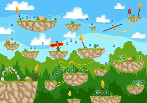 Design for a fantasy platformer game level that promises fun and excitement 스톡 일러스트