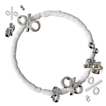 This design features a 3D snow circle frame surrounded by metallic discount.. Stock Illustration