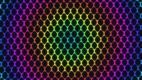 This design features a bright pattern of hexagons arranged Stock Footage 338188038