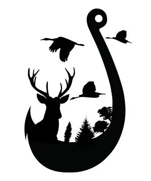 The design features deer hook. Stock Illustration