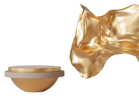 The design features a gold podium and a flowing cloth rendered in 3D. Both .. Stock Illustration
