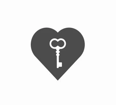 Design flat gray vector icons - heart and key isolated. Beautiful layout of t Stock Illustration