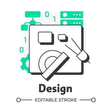 Design flat outline concept icon Stock Illustration