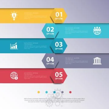 Design flat shadow step number banners /graphic or website. Vector/illustrati Stock Illustration