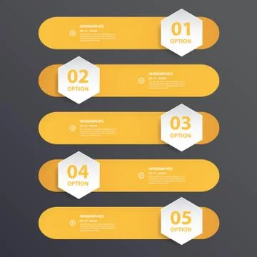 Design flat shadow step number banners /graphic or website. Vector/illustrati Stock Illustration