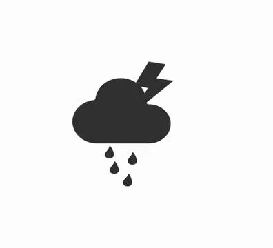 Design flat vector icons cloudy weather with rain and thunderstorm. Vector we Stock Illustration
