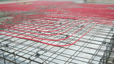 The design of the floor heating in the house Stock Footage 98634429