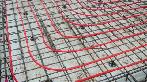 The design of the floor heating in the house 스톡 동영상 98639564