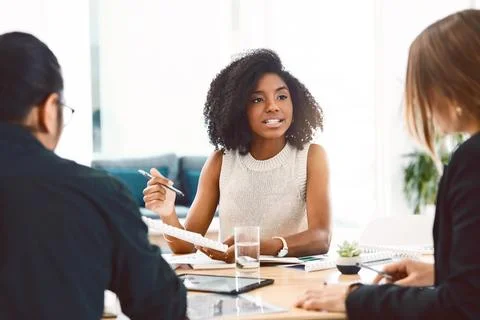 Design, folder and teamwork with business people in boardroom of office for.. Fotos Stock