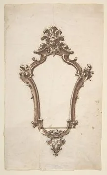 Design for a Frame in the Form of a Cartouche (Mirror?) 16981765 Attributed.. Stock Illustration