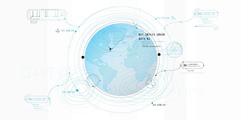 Design of a futuristic software interface for planetary search. Stock Illustration