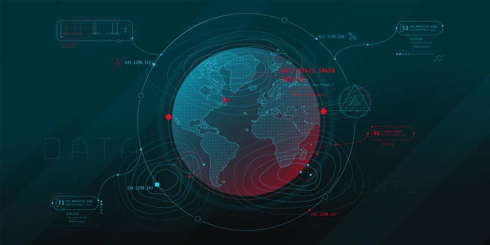 Design of a futuristic software interface for planetary search. 스톡 일러스트