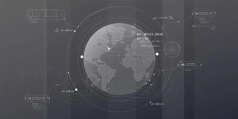 Design of a futuristic software interface for planetary search. 스톡 일러스트