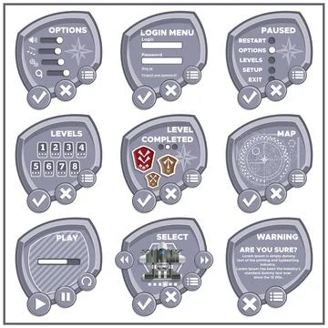 Design of the game user interface. Stock Illustration