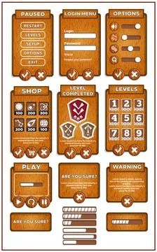 Design of the game user interface. Stock Illustration