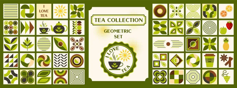 Design geometric elements, logo with tea elements Stock Illustration