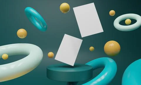 Design with geometric shapes. Template with 3D elements. Illustrazione stock