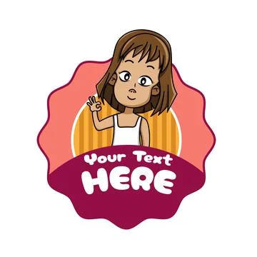 Design of girl kid sticker template cute Stock Illustration