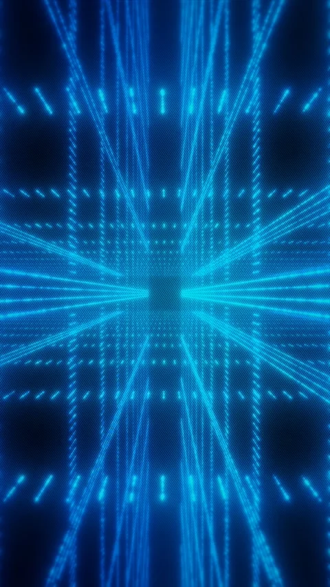 A design with glowing blue lines forms a tunnel effect Stock Footage 321687440