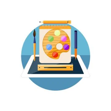 Design Graphic Work Space Flat Illustrazione stock