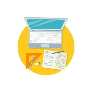 Design Graphic Work Space Flat 스톡 일러스트